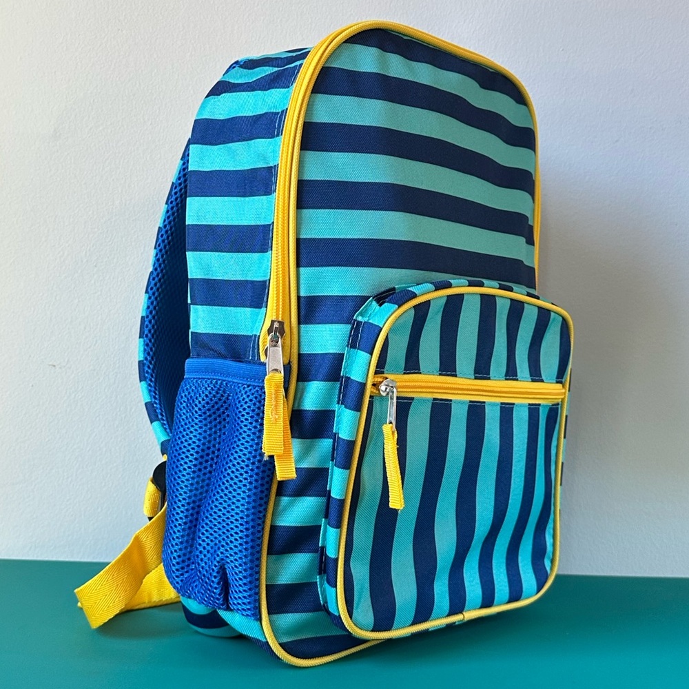 Camp Preschool Blue Striped Backpack New With Tags